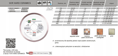 Disk diamant prerës Distar Diamond Blade Hard Ceram 350mm, për qeramikë dhe gres, i argjendtë