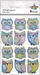 Sticker-a vetëngjitës letre Titanum Owls, 3D, set 12 copë, shumëngjyrësh