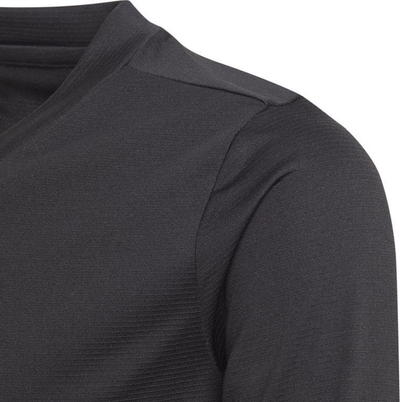 Bluzë sportive për kalamaj adidas Team Base Tee Jr GN5710, me mëngë t’gjata, AeroReady, e zezë