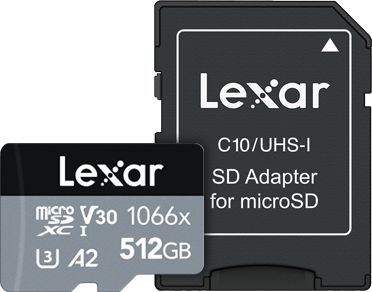 Kartë memorie Lexar Professional 1066x microSDXC, 512GB, UHS-I, gri