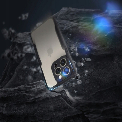 Futera mbrojtëse për iPhone 16 Pro Max, kundër rënies, transparente, e zezë