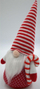 Figurinë Krishtlindjesh Saska Christmas Gnome, 35 cm, me peshë poshtë që rri në këmbë, e kuqe me të bardhë