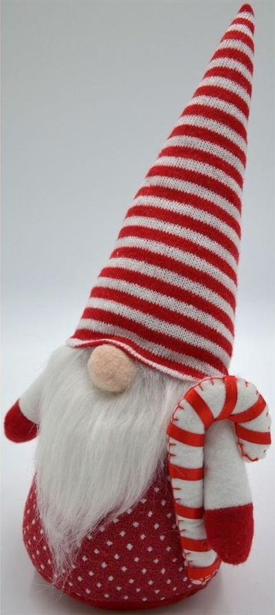 Figurinë Krishtlindjesh Saska Christmas Gnome, 35 cm, me peshë poshtë që rri në këmbë, e kuqe me të bardhë