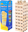 Lojë tavoline Wiss Toy Wooden Tower, 54 kube druri, me zar, me ngjyrë druri