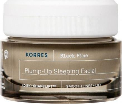 Krem nate për fytyrë Korres Black Pine Plump Up Sleeping Facial, 40ml, për ta shtrënguar lëkurën