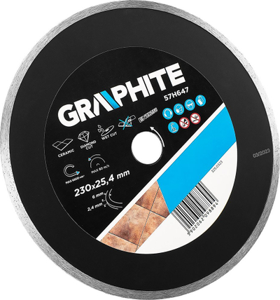 Disk diamant për pllaka Graphite 57H647, 230mm, 25.4mm, gri