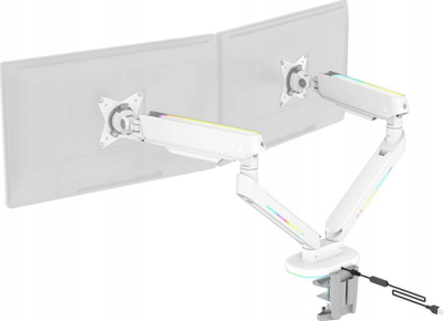 Krah monitori i dyfishtë Deltaco Gaming WA96, 17"-32", RGB, i bardhë