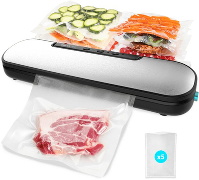 Vakum vulosës SealVac Easy Magnetic, elektrik, set me 5 qese, i bardhë
