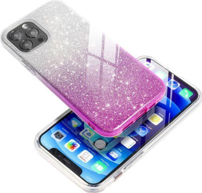 Këllëf telefoni Forcell Shining Ombre për iPhone 11, TPU PC, me shkëlqim glitter, rozë me të bardhë