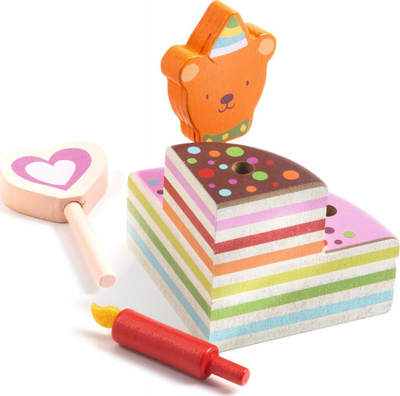 Kek lodër druri Small Foot Birthday Cake, set për me bo gati tortën, shumëngjyrësh