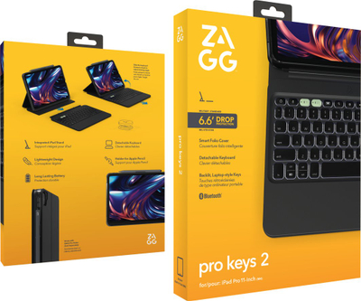Këllëf me tastierë Zagg ProKeys 2, për iPad Pro 11" M4, Bluetooth, i zi