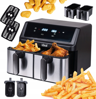 Fritezë ajri Eldom IDEAL Fat-Free Double Horizontal, 9L, 8 funksione, e zezë