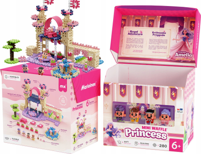 Lodër blloqe Marioinex Mini Waffle Princess, 280 pjesë, shumëngjyrëshe