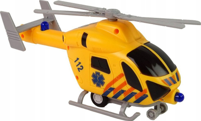 Helikopter lodër Lean Toys Rescue Helicopter, ambulancë me drita, me zë, i verdhë
