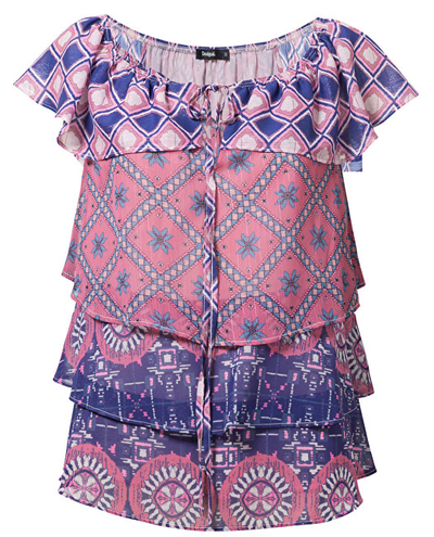 Bluzë Desigual Khan 19SWBW82 5001, rozë/kaltër M