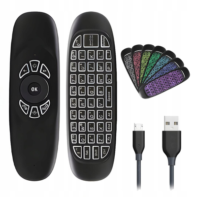 Telekomandë me tastierë pa tela Aptel AG83C, Air Mouse, USB 2.4 GHz, e zezë