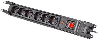 Заштита од пренапониArmacMulti M6, 6x приклучок, IEC, прекинувач, 19" багажник, 3m, црна боја