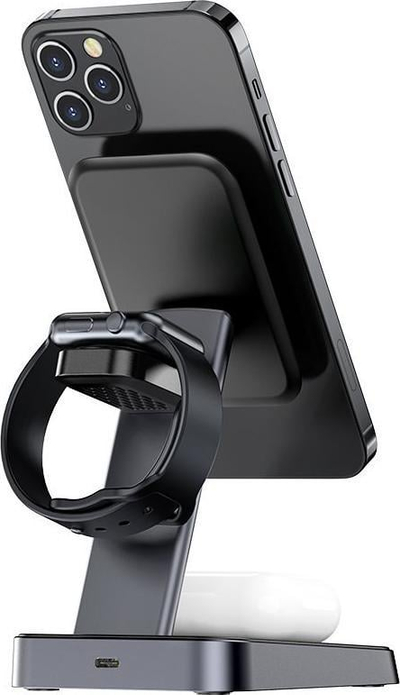 Karikues wireless tavoline Acefast E3, 3 në 1, karikim i shpejtë, ngjyrë e zezë