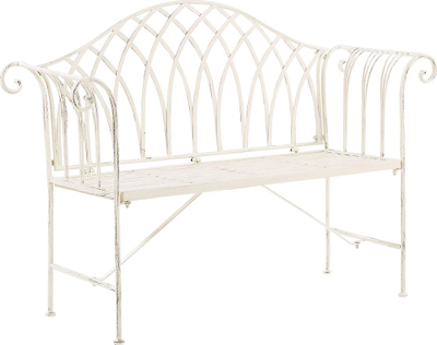 Stol kopshti Beliani Milazzo, metal, 130 cm, i bardhë