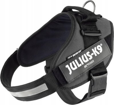 Parzmore për qen Julius-K9 IDC Powerharness, madhësia 2, me shirita që duken natën, ngjyra antracit