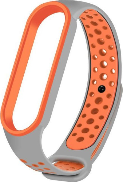Rrip silikoni Dots për Mi Smart Band 5 6, i ajrosum, gri me portokalli