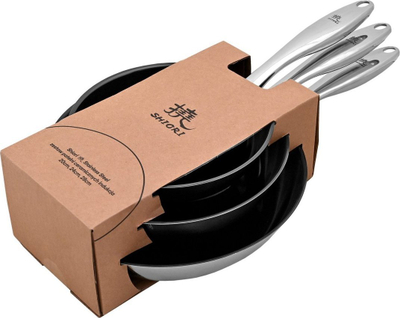 Set tigonesh Shiori S, me shtresë qeramike ILAG, për induksion, 20 cm 24 cm 28 cm, gri