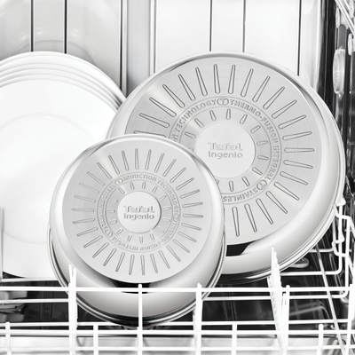 Set enësh Tefal Ingenio Emotion, 3 pjesë, shtresë Titanium jo ngjitëse, i argjendtë