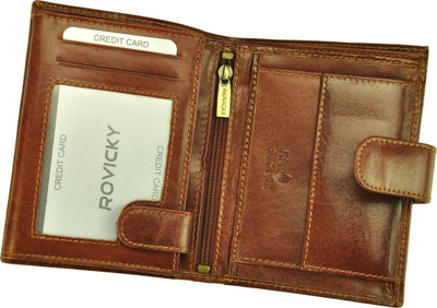 Portofol lëkure Rovicky klasik, mbyllje me kapëse, RFID, i zi