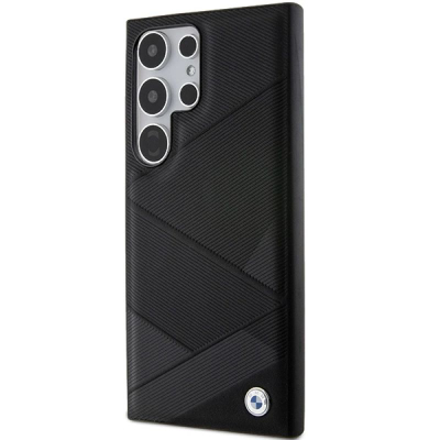 Kllëf telefoni BMW Leather Crossing Lines, për Galaxy S24 Ultra, hardcase, i zi
