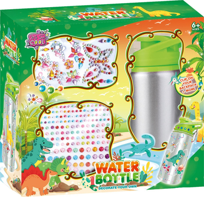 Set kreativ shishe uji Maksik Creative Dinosaur, me ngjitëse, me dekore diamante, shumëngjyrëshe