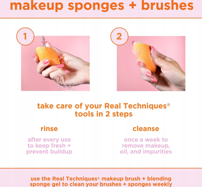 Set furçash makeup Real Techniques Endless Summer Glow, 6 copë, për fytyrë e trup, rozë