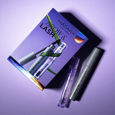 Set kozmetik MÁDARA Brow & Lash, maskarë për qerpikë 6 ml + serum për qerpikë dhe vetulla 4.25 ml
