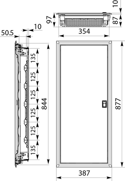 Kuti shpërndarëse RPDM IDEAline 69.514, 5x14 module, derë metalike, e bardhë