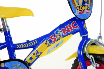 Biçikletë për kalamaj Dino Bikes Sonic the Hedgehog 12", me rrota ndihmëse, shishe uji, blu