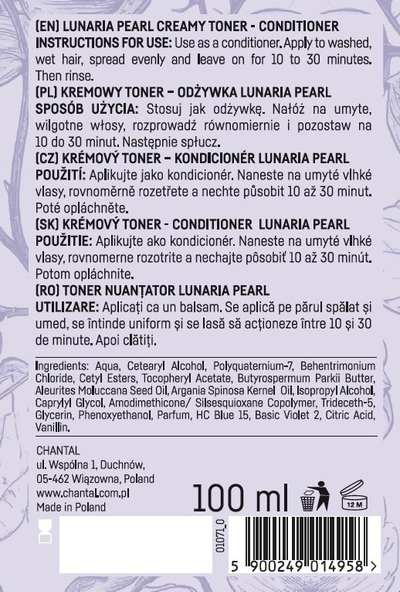 Toner flokësh Siessio Lunaria Pearl, kremoz, 100ml