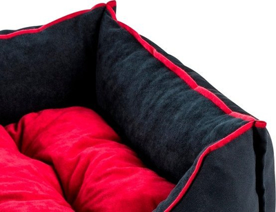 Shtrat për qen dhe mace Siesta, 70x60x18cm, me jastëk të lëvizshëm, i zi me të kuqe