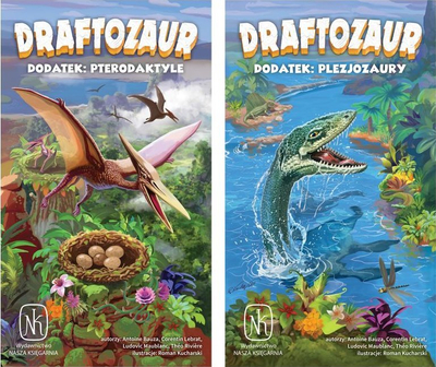 Zgjerim loje tavoline Nasza Księgarnia Draftosaurus Pterodactyls and Plesiosaurs, për 2 deri 5 lojtarë, zgjerim strategjik, shumëngjyrësh