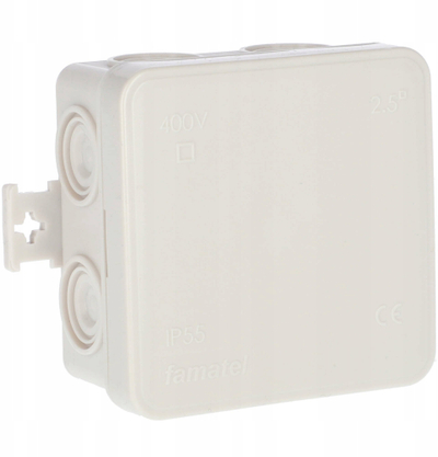 Kuti elektrike sipërfaqësore Famatel Minibox 3051, IP55, 75x75x39mm, e bardhë