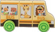 Lodër druri autobus shkolle Trefl Tiny Tails, magnetike, me rrota lëvizëse, shumëngjyrëshe