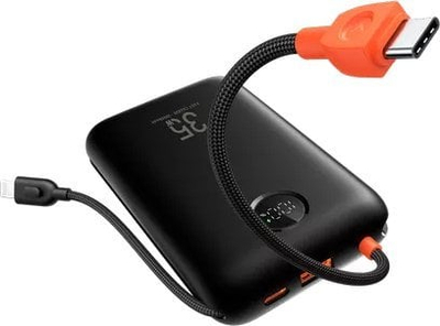 Powerbank Veger 20000mAh, me kabllo të integrume Type C edhe Lightning, PD QC3.0, i zi