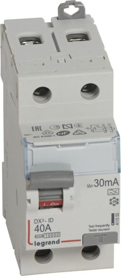 Ndërprerës diferencial Legrand DX3 P302 411555, 2P, 40A 30mA, tip A