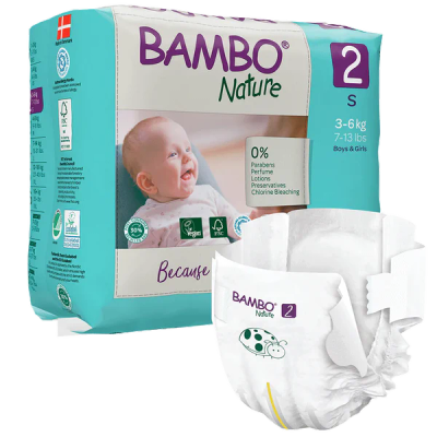 Pelena Ekologjike Bambo Nature nr. 2 (3-6 kg), 30 copë
