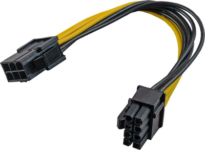 Përshtatës Akyga PCIe 6-pin në PCIe 8-pin, 0.2m, i verdhë