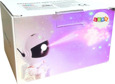 Projektor LED Astronaut me yje LEAN Toys, USB, me telekomandë, i bardhë