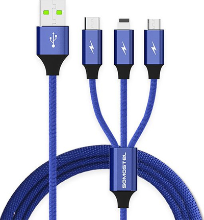 Kabllo karikimi Somostel SMS-BW03, 3 në 1, 1.2m, blu