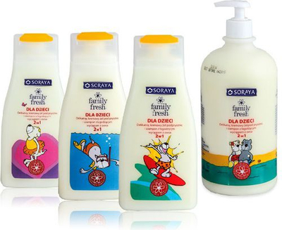 Xhel dushi dhe shampo për fëmijë Soraya 2 në 1, 1000ml, aromë boronice