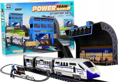 Set tren lodër Leantoys, elektrik me bateri, pistë 244 cm, shumëngjyrësh