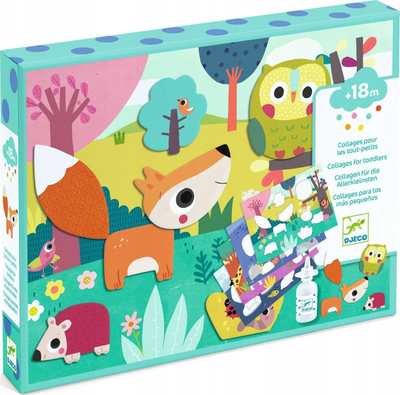Сет креативни колажи Djeco Little Collages for Toddlers, 4 изработки, над 18 месеци, шарен