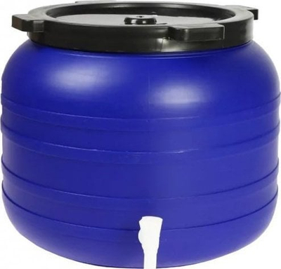 Fuçi plastike me rubinet, 100L, me kapak, e bardhë