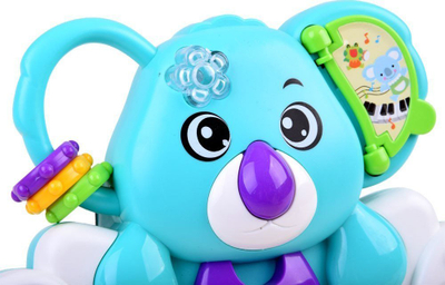 Piano interaktive lodër Koala Blue, efekte zanore, drita LED, blu